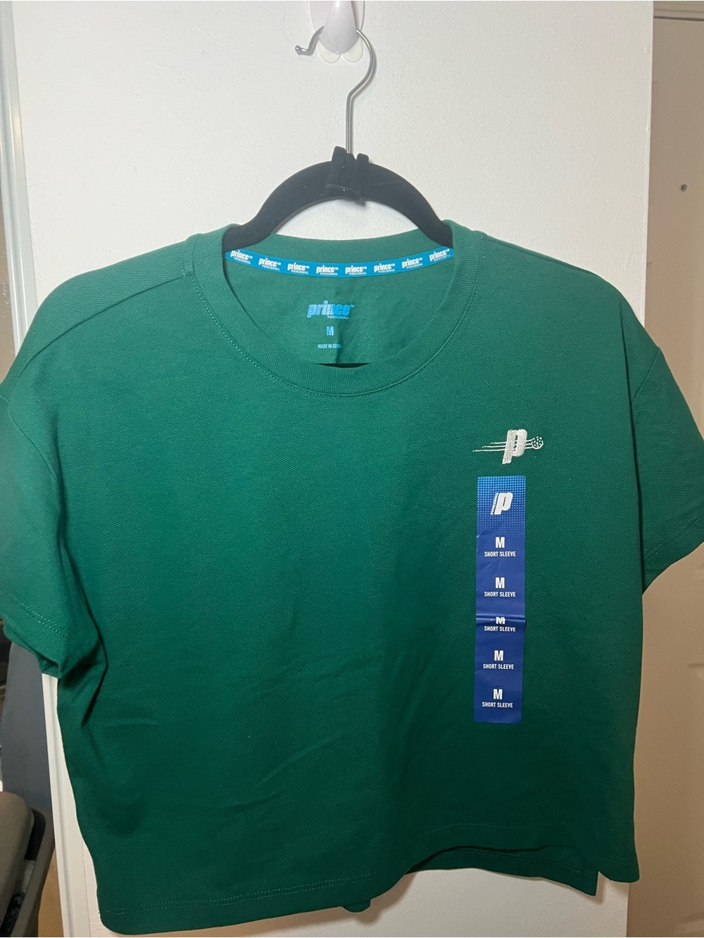 Prince Women's Green Short Sleeve Logo Cropped Pickleball Tee